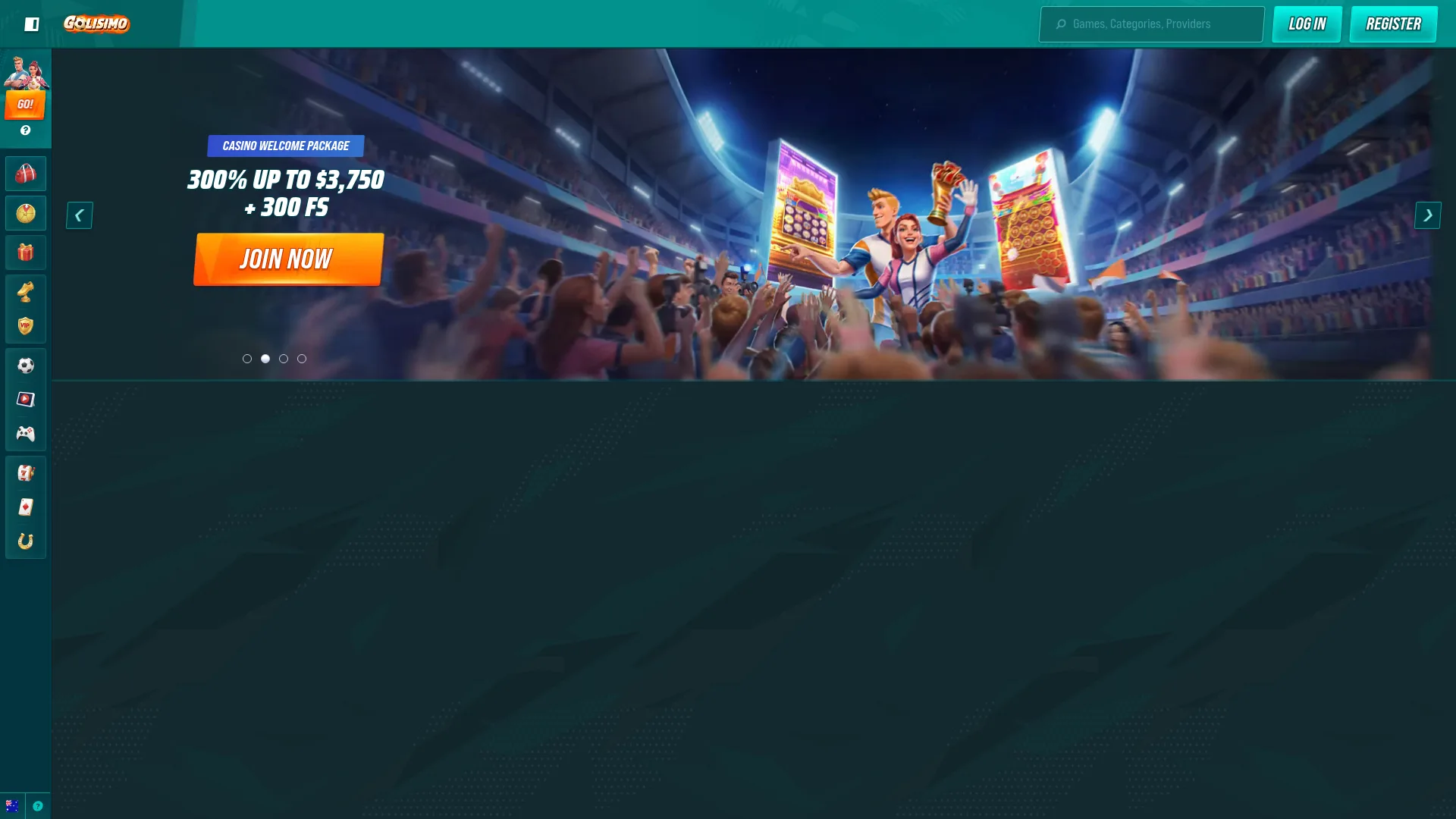 Golisimo Casino desktop experience with casino and sports betting options